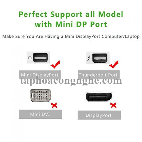 Ugreen 10425 3M Màu Trắng Cáp chuyển đổi Mini DP sang DVI 24 + 1 hỗ trợ phân giải 1080P MD102 30010425